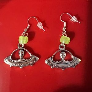 Alien On A Trip Dangle Earring with Glow In The Dark Bead